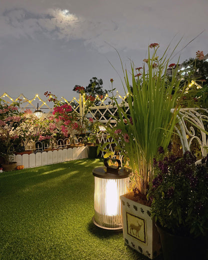Diff Solar Pleated Glass Lantern Outdoor Light-DF9043