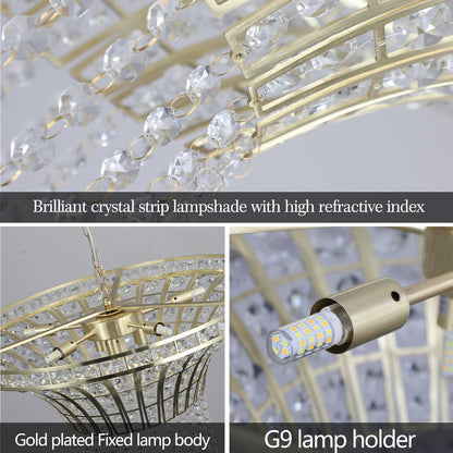 8-Light 23.6" Wide Crystal Waterfall Chandelier-DG2007
