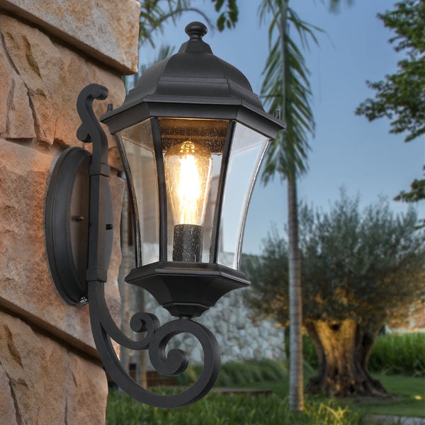 Outdoor Waterproof Glass Retro Wall Lamp with light sense-DG2045