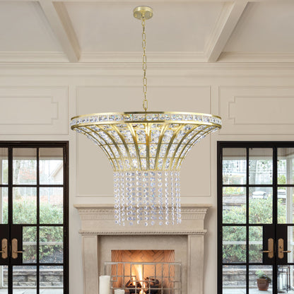 8-Light 23.6" Wide Crystal Waterfall Chandelier-DG2007