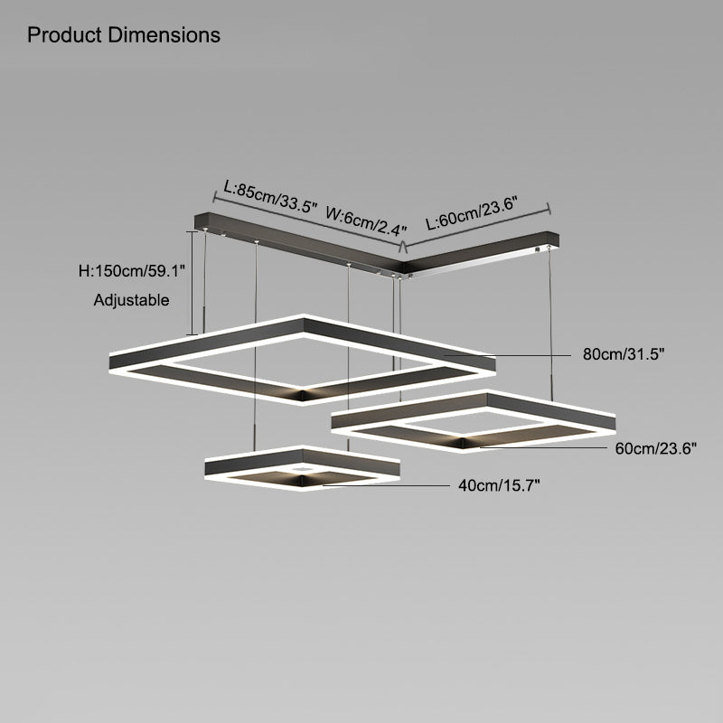 Diff Tiered Black Square Chandelier-DF2016