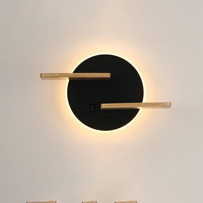 Diff Round Accent Wall Sconce with Shelf, Switch and USB-DF6084