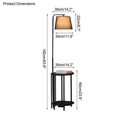Diff Vintage Linen Floor Lamp with Charging Table-DF7064