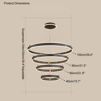 Diff Tiered Black Rings Chandelier-DF2172