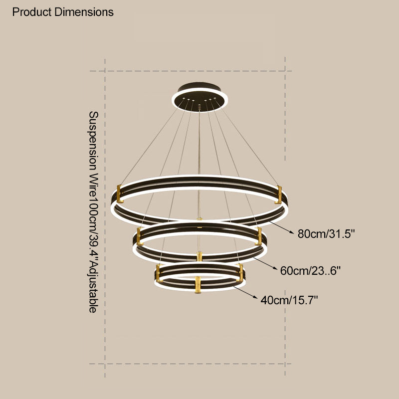Diff Tiered Black Rings Chandelier-DF2172