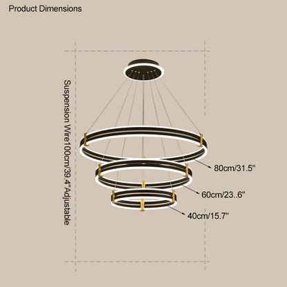 Diff Tiered Black Rings Chandelier-DF2172