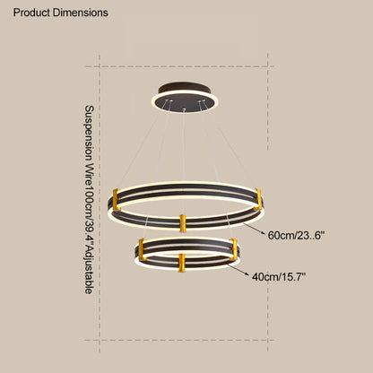 Diff Tiered Black Rings Chandelier-DF2172