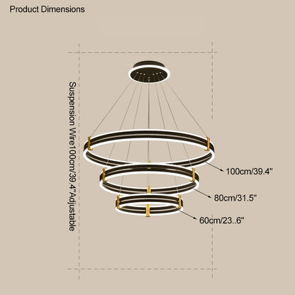 Diff Tiered Black Rings Chandelier-DF2172