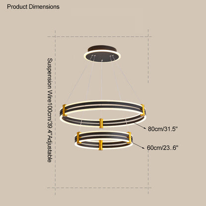 Diff Tiered Black Rings Chandelier-DF2172