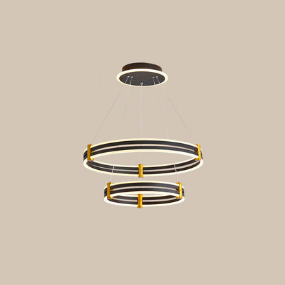 Diff Tiered Black Rings Chandelier-DF2172