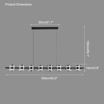Diff Glass Brass Linear Chandelier-DF2219A