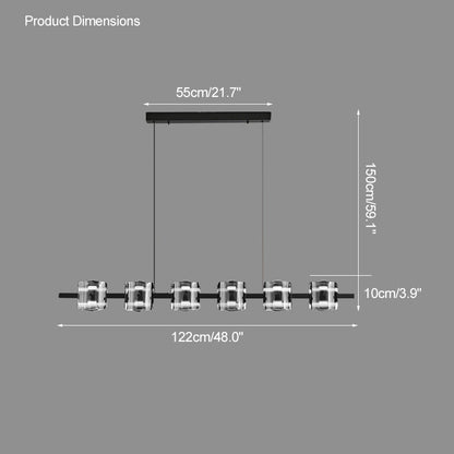 Diff Glass Brass Linear Chandelier-DF2219A