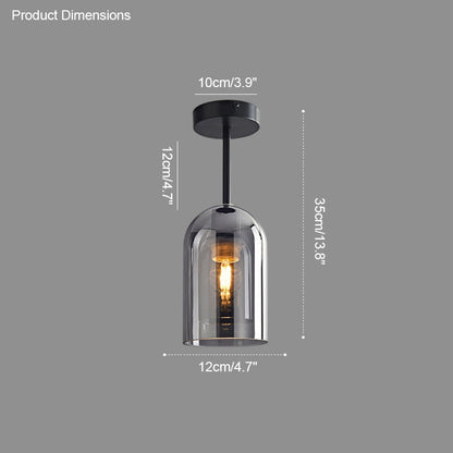 Diff Smoked/Amber Blown Glass Pendant Light-DF2108