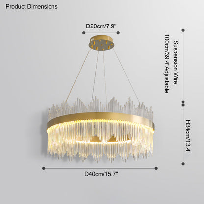 Diff Glass Rods Round Chandelier-DF2186