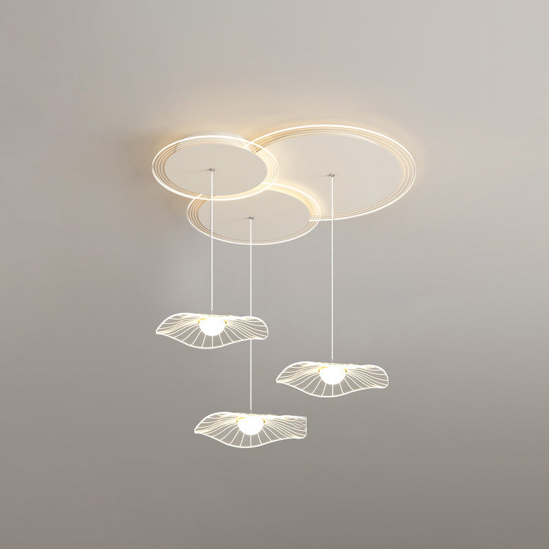 Diff Lotus Flower/Globe Staggered Pendant Light-DF2164