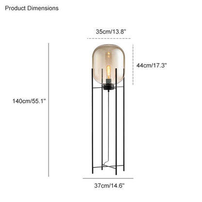 Diff Smoked Glass Lantern Floor Lamp-DF7015