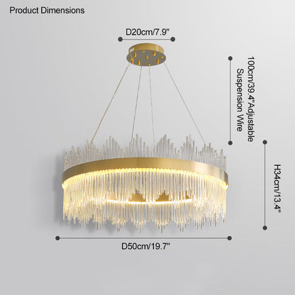 Diff Glass Rods Round Chandelier-DF2186