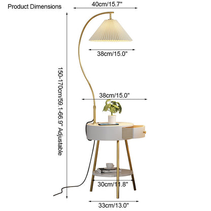 Diff Pleated Gooseneck Tripod Floor Lamp with Table-DF7069