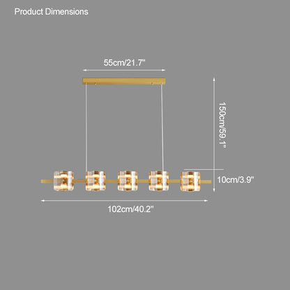 Diff Glass Brass Linear Chandelier-DF2219A