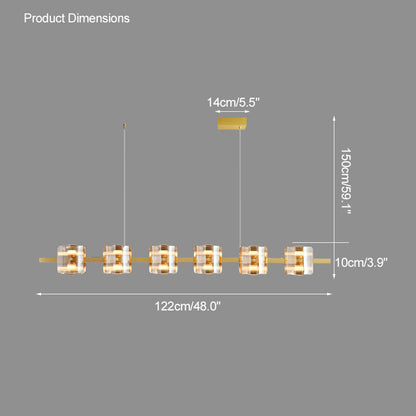 Diff Glass Brass Linear Chandelier-DF2219B