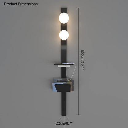 Diff Bar Wall Sconce with Charging Panel and Shelf-DF6056