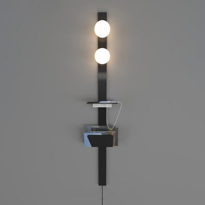 Diff Bar Wall Sconce with Charging Panel and Shelf-DF6056
