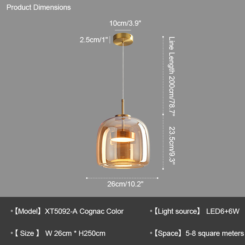 Diff Drum Blown Glass Pendant Light-DF2145