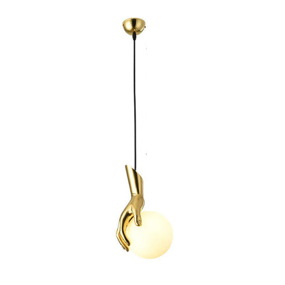 Diff Hand Holding Globe Brass Pendant Light-DF2152