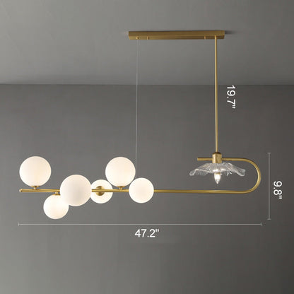 Diff Linear Glass Bubble Brass Chandelier-DF2252