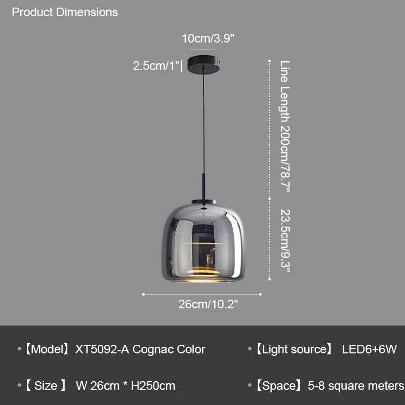 Diff Drum Blown Glass Pendant Light-DF2145