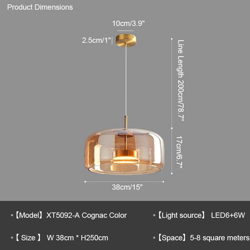 Diff Drum Blown Glass Pendant Light-DF2145