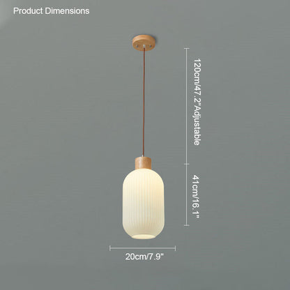 Diff Ribbed Milk Glass Lantern Pendant Light-DF2115