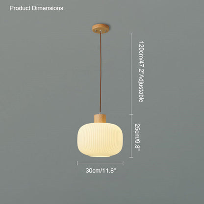Diff Ribbed Milk Glass Lantern Pendant Light-DF2115
