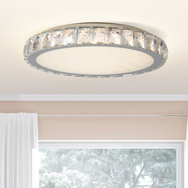 Crystal LED Ceiling Light, 19.7-Inch Flush Mount