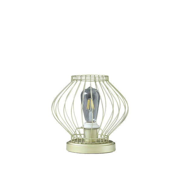 9.5" In Industrial Farm Cage Satin Matte Gold Uplight Metal Table Lamp