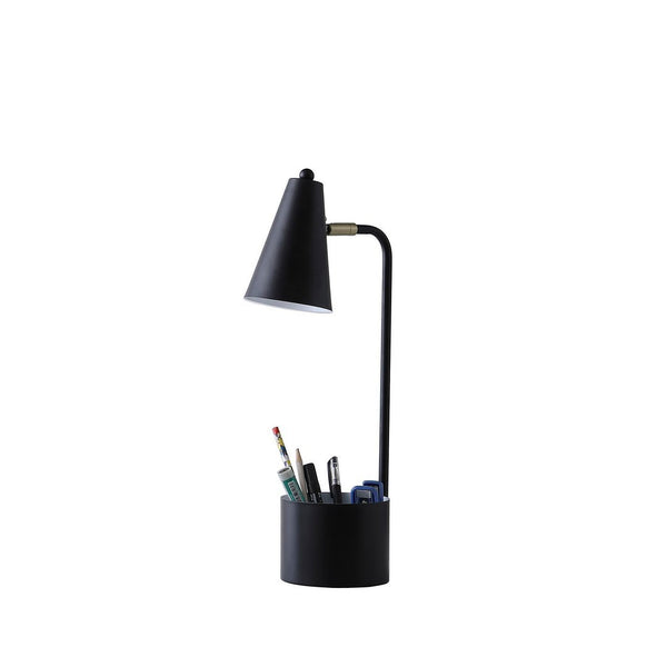 19.5" In Student Black Metal Task Desk Lamp W/ Organizer