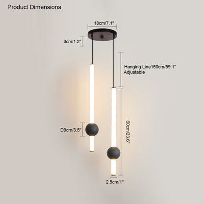 Diff White & Black Tube Pendant Light-DF2093