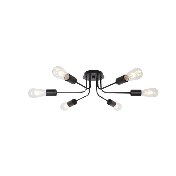 Modern Sputnik Chandelier 6 Light Semi Flush Mount Ceiling Lighting