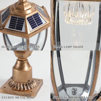 Retro gold Solar Column Headlights With Dimmable LED(2 pack)-DG2056