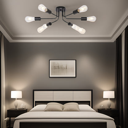 Modern Sputnik Chandelier 6 Light Semi Flush Mount Ceiling Lighting