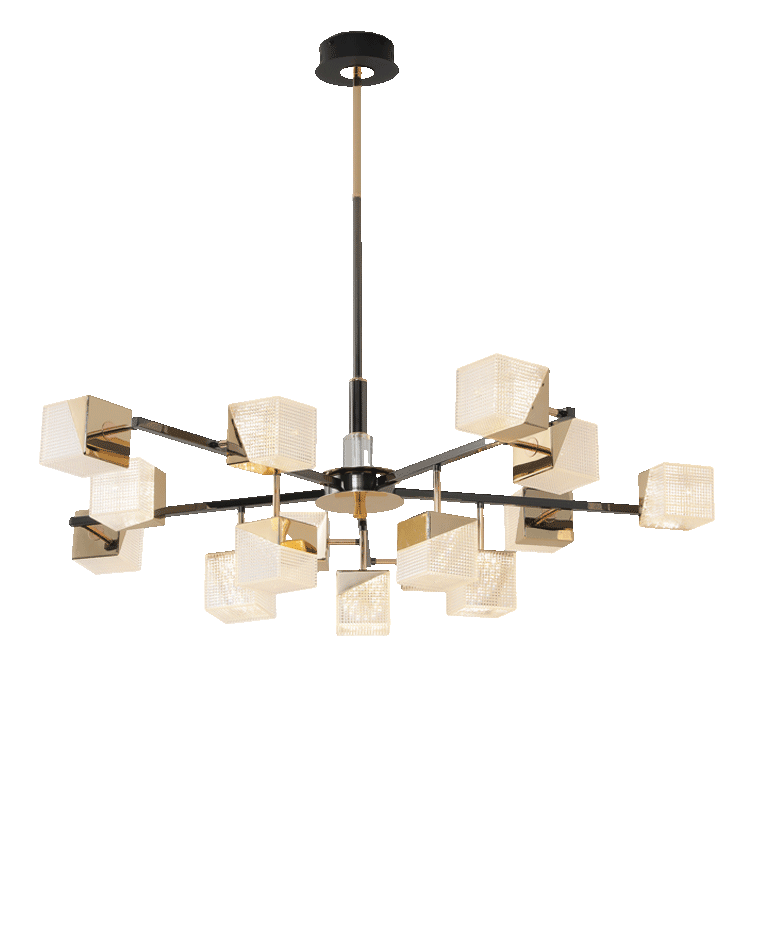 Diff Cubes Gold Chandelier-DF2211