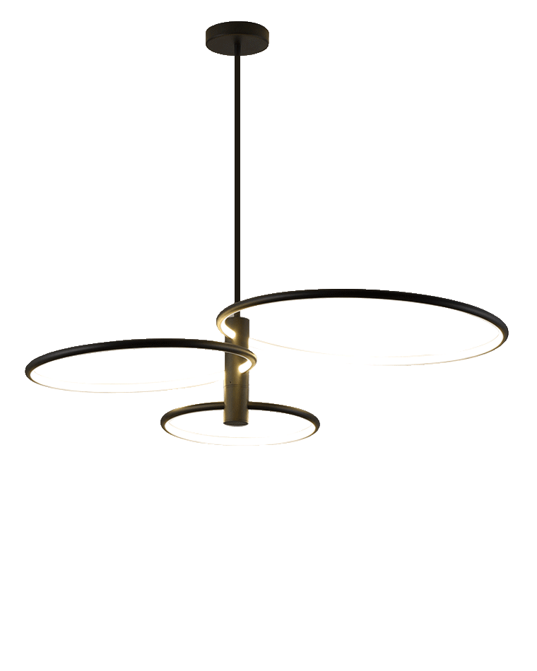 Diff 3 Black LED Rings Chandelier-DF2179