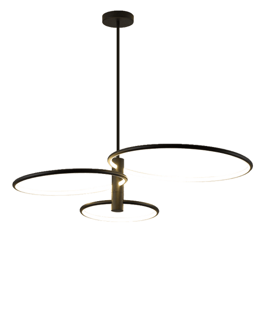 Diff 3 Black LED Rings Chandelier-DF2179