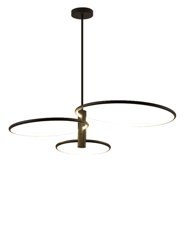 Diff 3 Black LED Rings Chandelier-DF2179