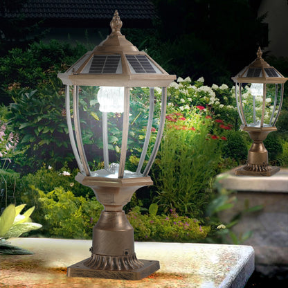 Retro gold Solar Column Headlights With Dimmable LED(2 pack)-DG2056
