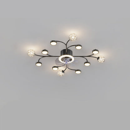 Diff Low Profile Flush Mount Ceiling Fan Chandelier with Remote-DF5051