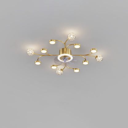 Diff Low Profile Flush Mount Ceiling Fan Chandelier with Remote-DF5051