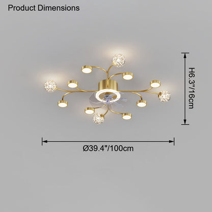 Diff Low Profile Flush Mount Ceiling Fan Chandelier with Remote-DF5051