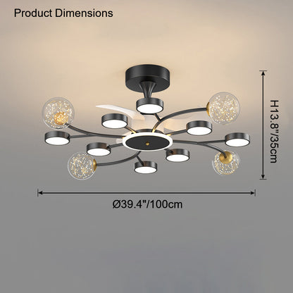 Diff Invisible Ceiling Fan Chandelier with Remote-DF5046