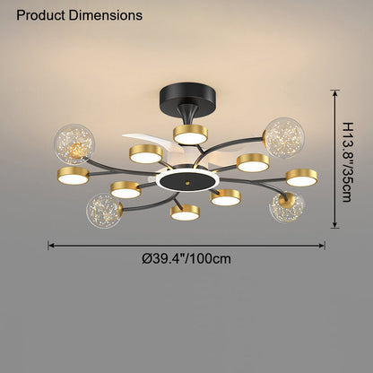 Diff Invisible Ceiling Fan Chandelier with Remote-DF5046